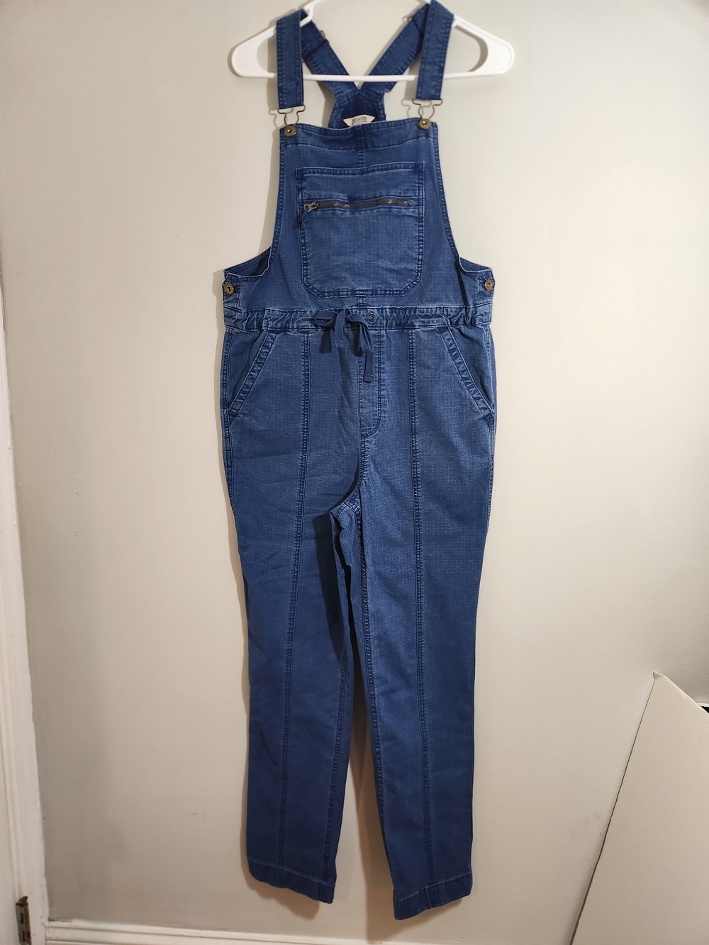 Duluth Trading Co Blue Utility Overalls Jumpsuit Drawstring Waist Outdoorsy Work